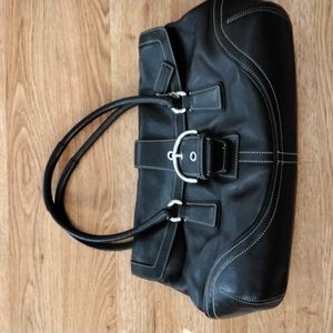 Vintage Black Leather Coach Handbag